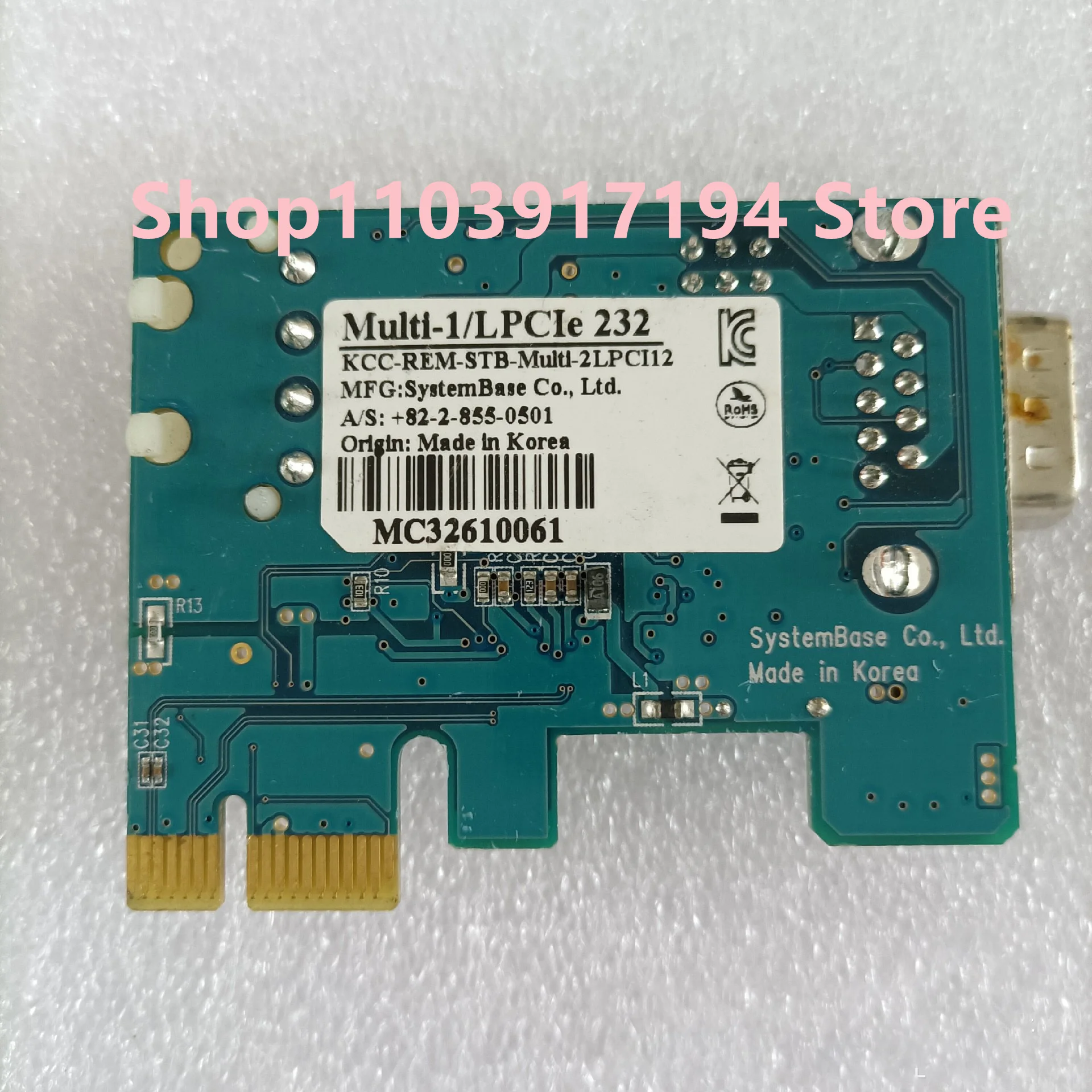 FOR Systembase Multi-1/PCIe 232 1-port Com serial communication card RS232 Serial card KCC-REM-STB-MuIti-2LPCI12