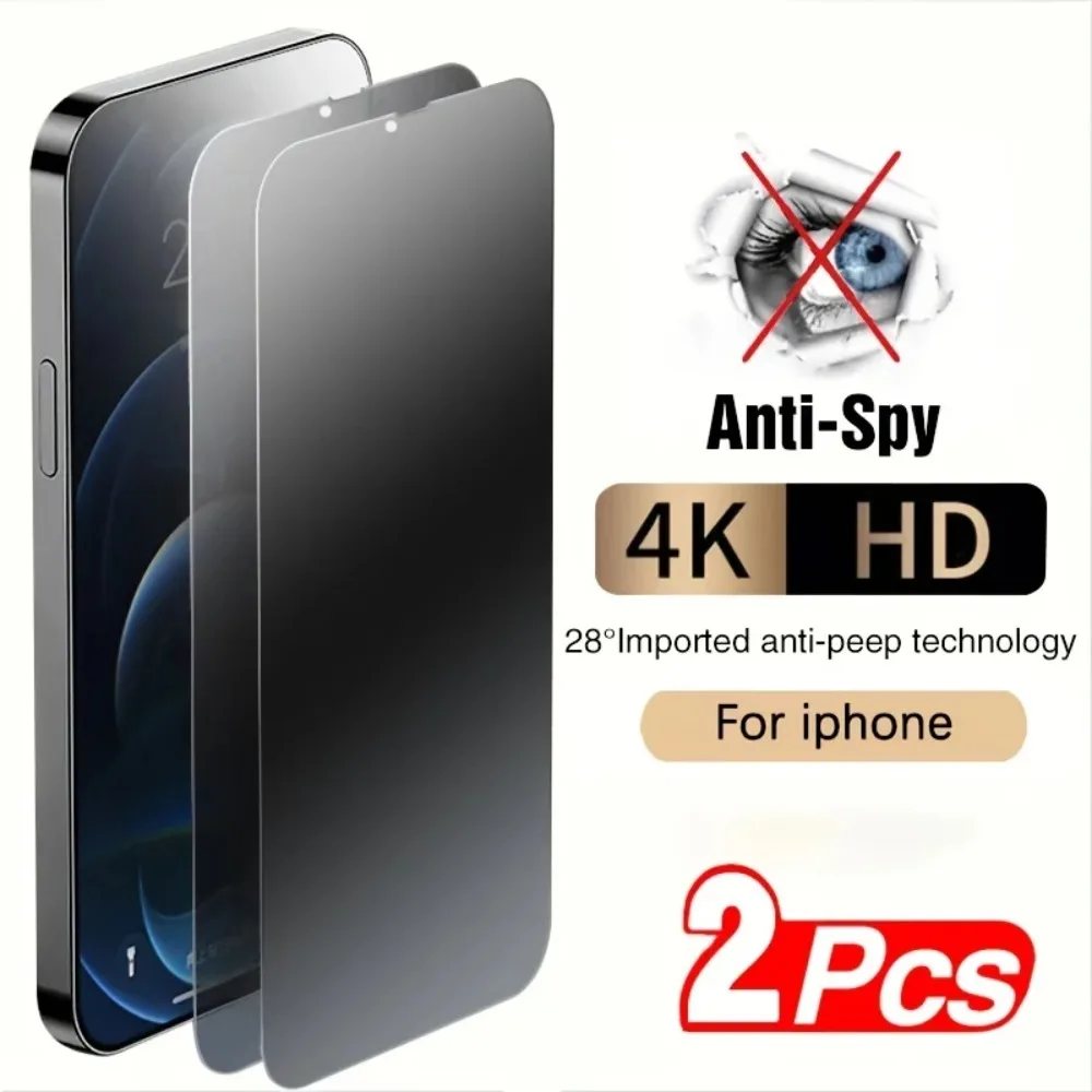 2Pcs Anti-spy Tempered Glass For Iphone 15 14 Pro Max 13 12 Pro Mini Phone Glass For IPhone 11 XR XS Max 6 7 8Plus X XS SE20 22