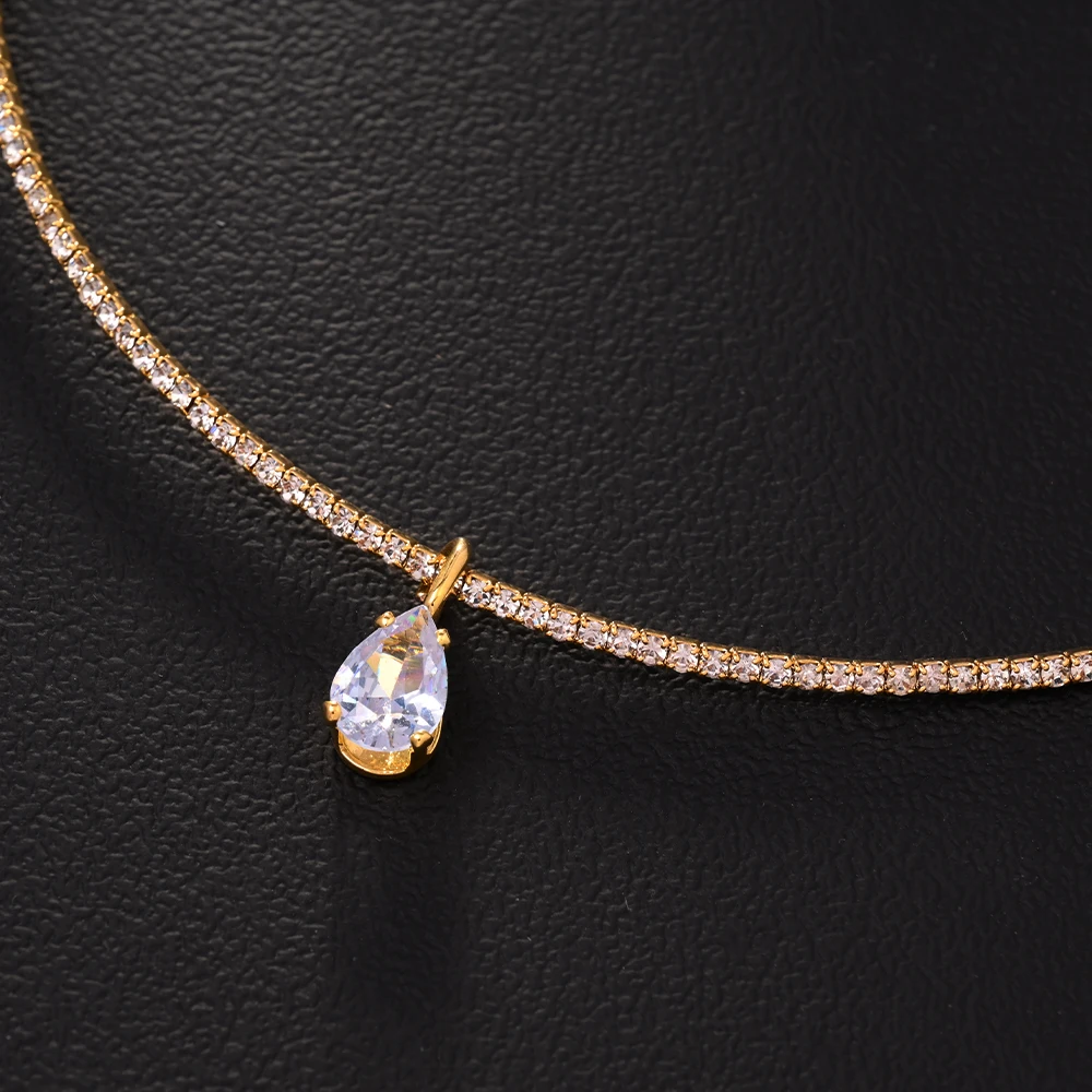 Stonefans Water Drop Pendant Choker Necklace Wedding Luxury Rhinestone Accessories Fashion 2025 Charms Jewelry High Quality Gift