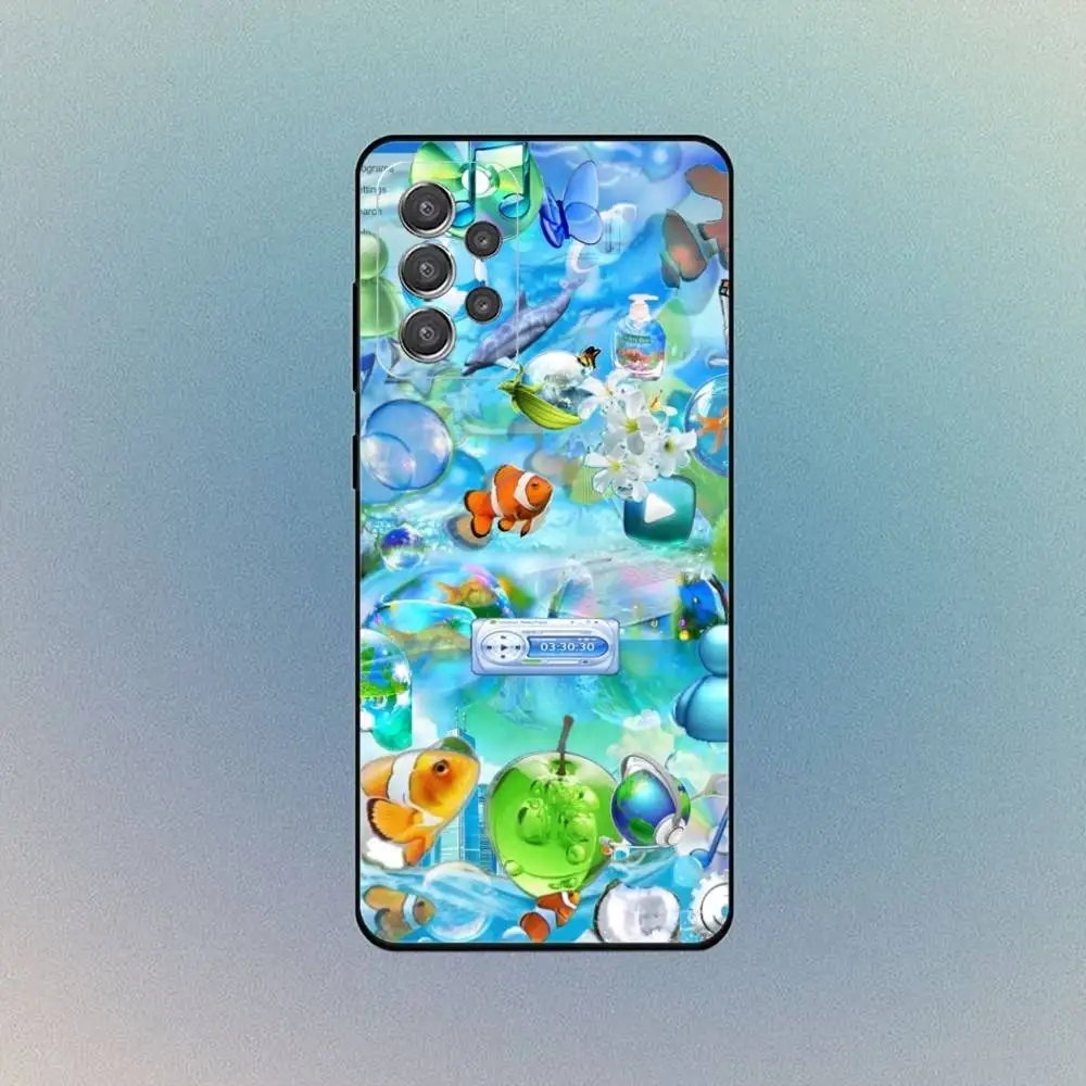 Funda colorida para teléfono Frutiger Aero para Samsung S25,S24,S21,S22,S23,S30,Ultra,S20,Plus,Fe,Lite,Note,10,9,5G, funda negra