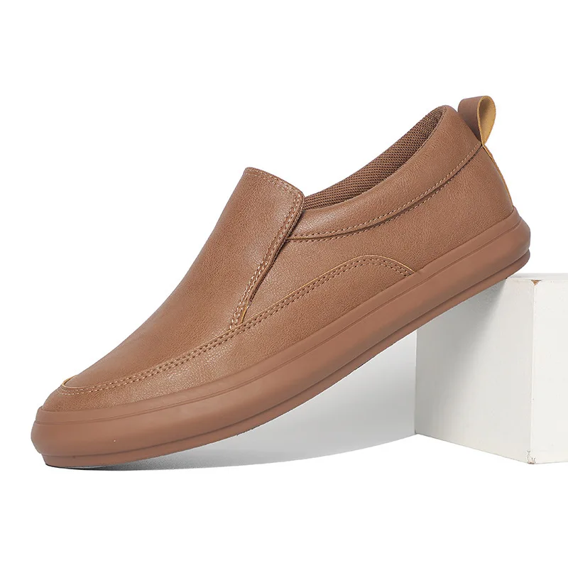 Luxury Leather Slip-on Sneakers for Men Designer Lightweight Soft-soled Outdoor Men\'s Sneakers Fashion Sports Casual Shoes Male