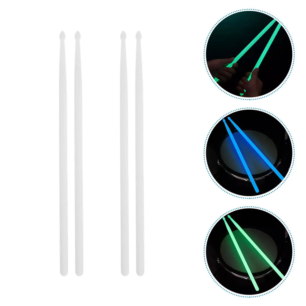 

4Pcs Fluorescent Drumsticks Lightweight Not Easy Crack Damage Lasting Musical Instrument Stick White Assorted Color