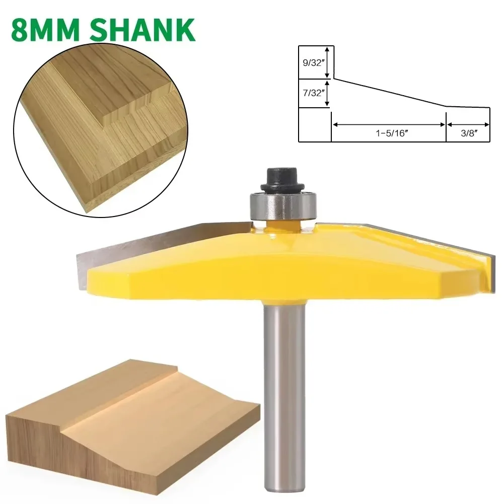 1PC 8MM Shank Milling Cutter Wood Carving 15 Paised Panet Bit Anel Raiser Router Bit Bevel Design Tenon Cutter For Woodworking