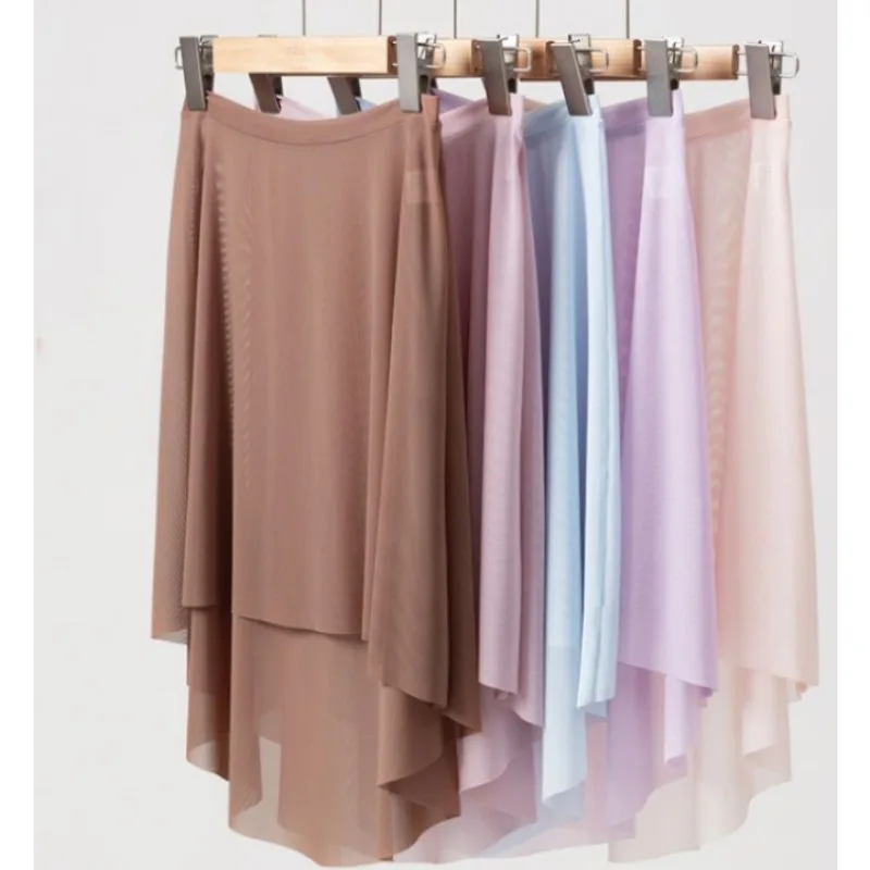 تنورة رقص باليه للسيدات، فستان أداء باليه شبكي مرن بطول f من AIDance مناسب للياقة البدنية #6