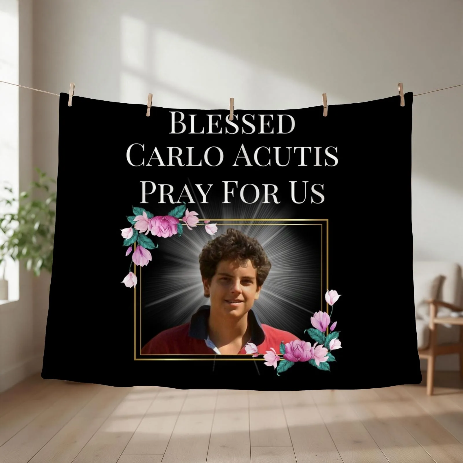 Blessed Carlo Acutis Pray For Us First Millenial Saint Servant of God Gift Throw Blanket