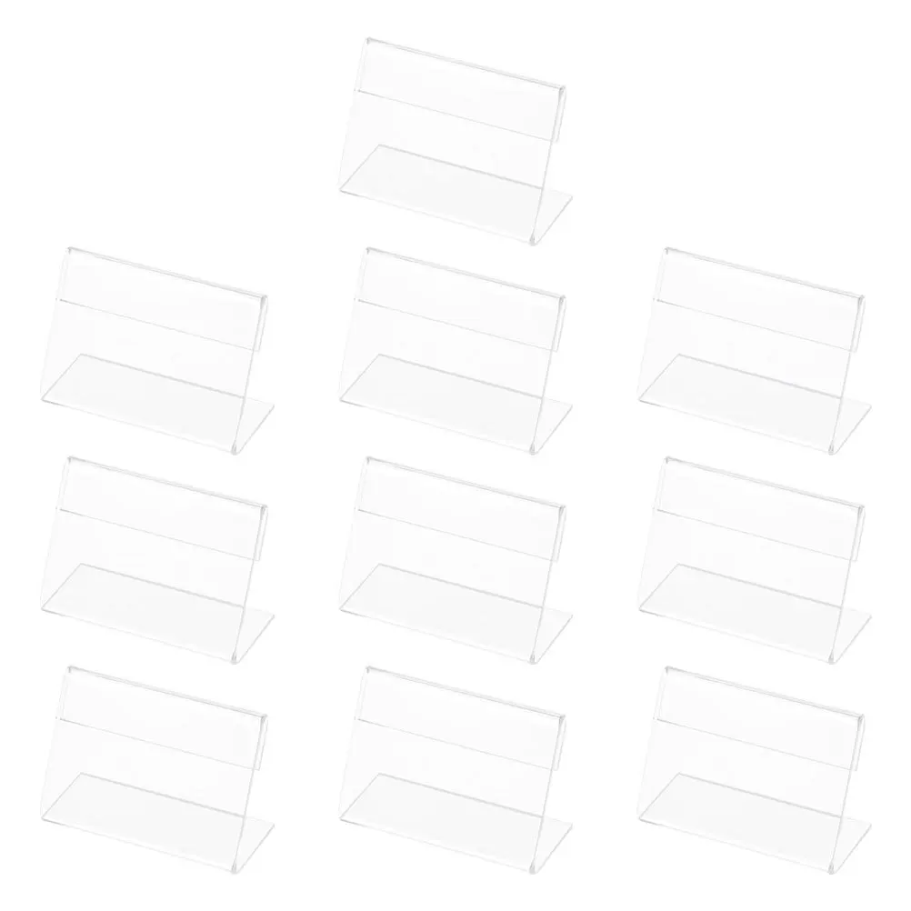 10 قطعة حامل علامة أكريليك شفاف على شكل حرف L حامل عرض واضح للبيع بالتجزئة مكتب الحدث الجدول خيمة تسجيل القائمة رف شاشة