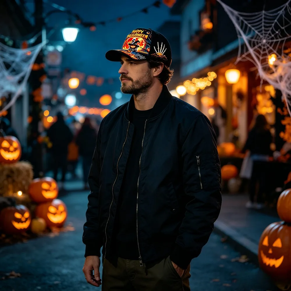 Custom Men' & Women' Halloween Themed Baseball Cap with Spooky Suitable for Halloween Gifts, Witches, Vampires, Ghosts Print