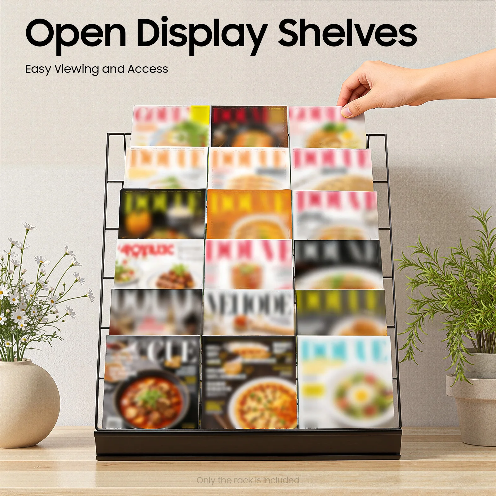 6 Tier Book Display Rack, Comic Book Display Wire Rack Greeting Card Display with Panel Fence, 18
