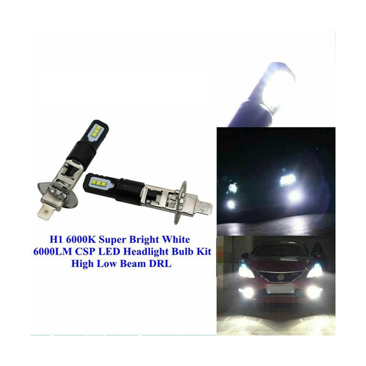 6000K Super Helder Wit 6000lm Drl 4x H1 Led Koplamp Lamp Set