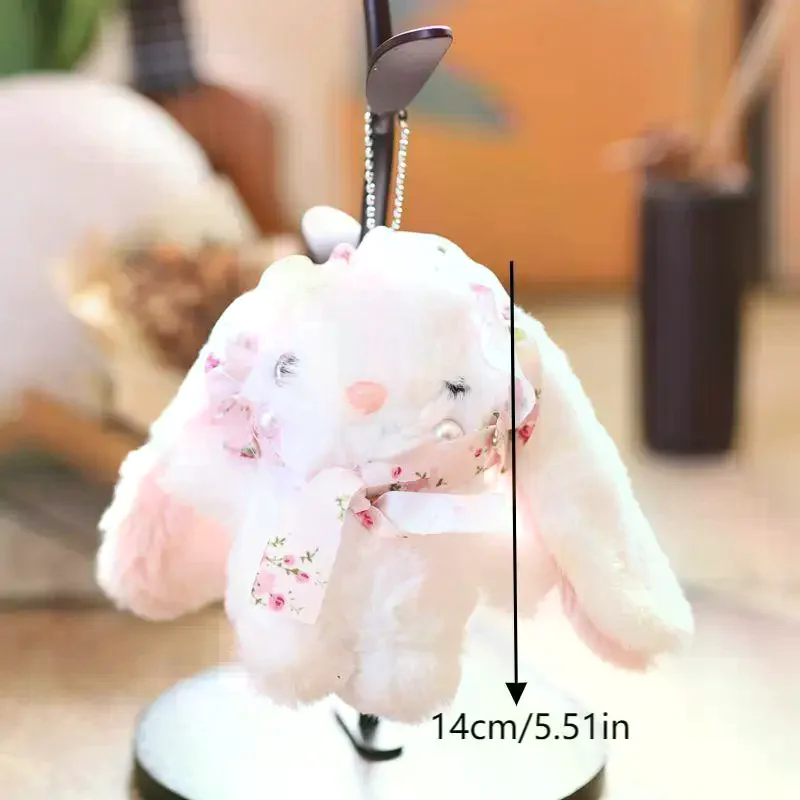 دمية أرنب محشوة كرتونية XM1PC، سلسلة مفاتيح لطيفة، زينة معلقة للحقائب، هدايا أعياد الميلاد، لعبة أرنب قطيفة