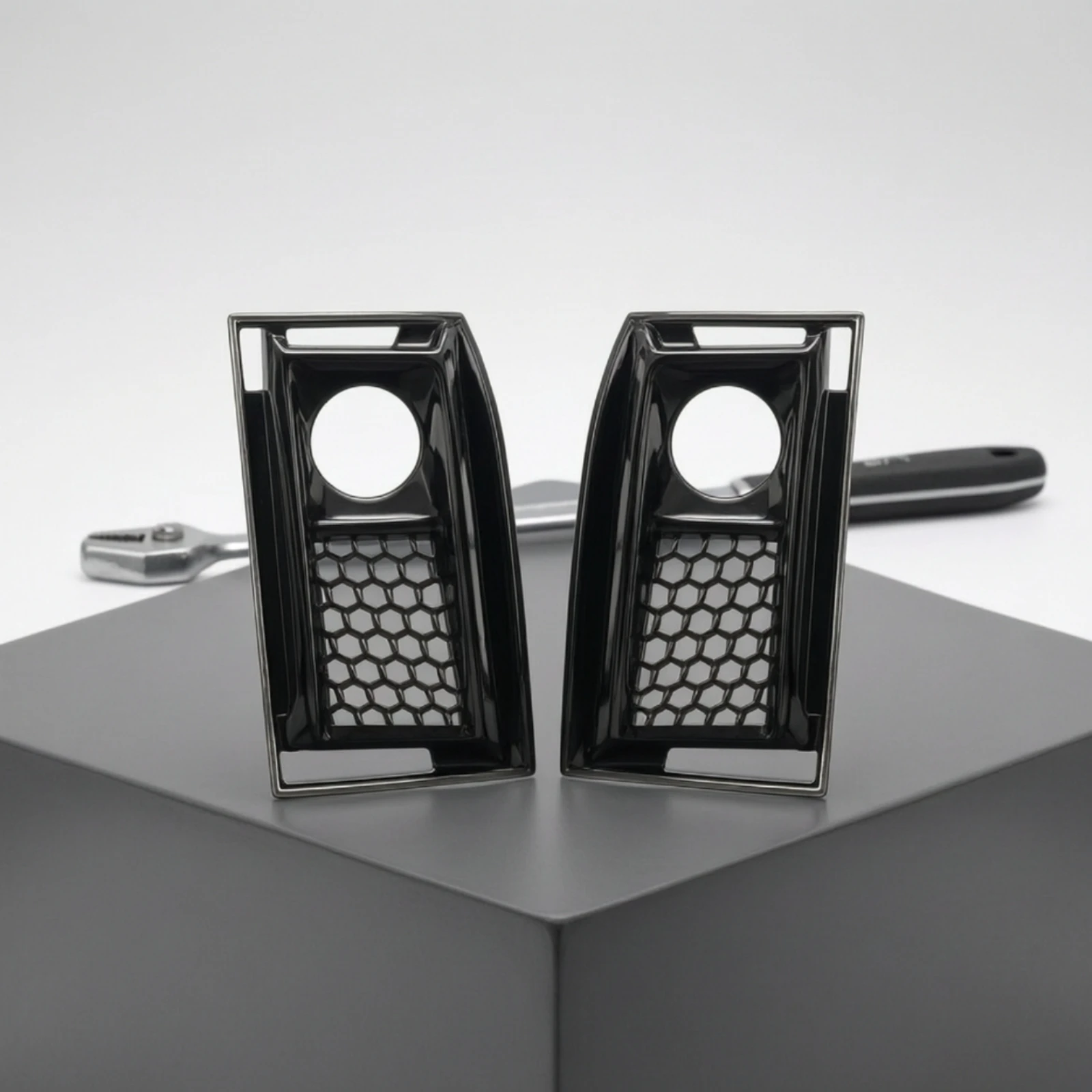 Front Bumper Grilles with ACC Opening Molded Plastic Lower Grille Inserts Front Grille Bezel Trim Plug-and-Play