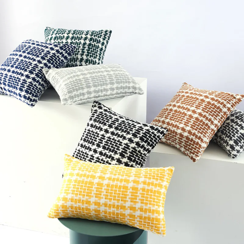 Double-Color Handwoven Pillowcase Nordic Style Bedside Cushion Cover Sofa Pillowcase without Core Sample Room 