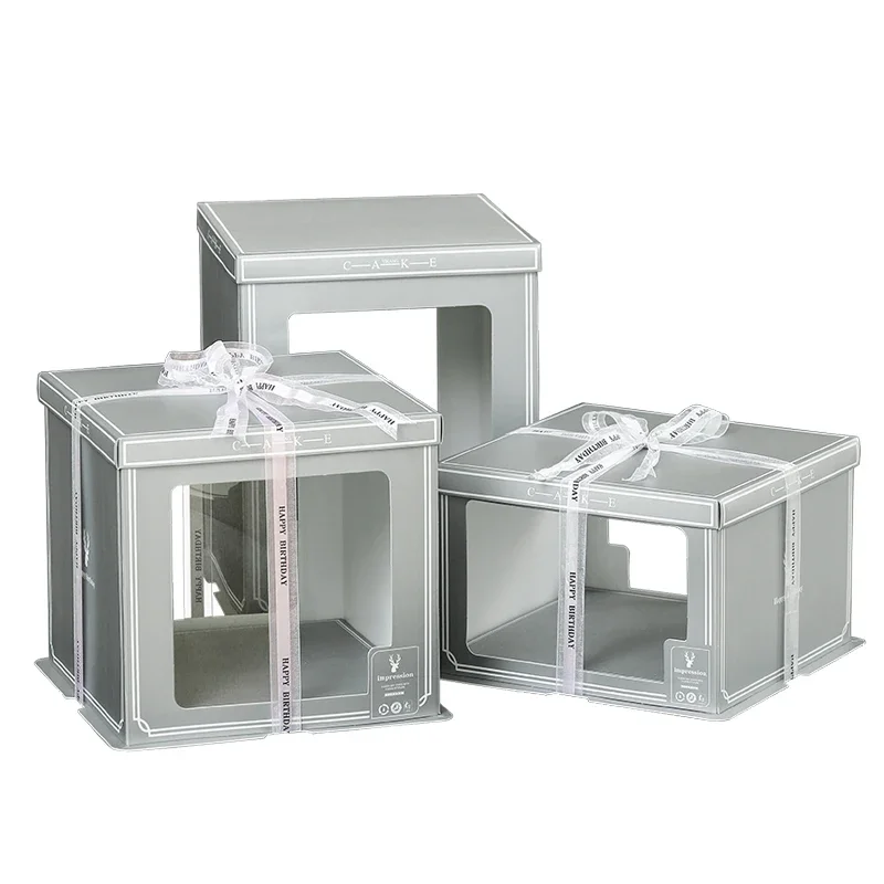 cake box birthday transparent with 6 inches, 10 inches, and 12 inches square raised win