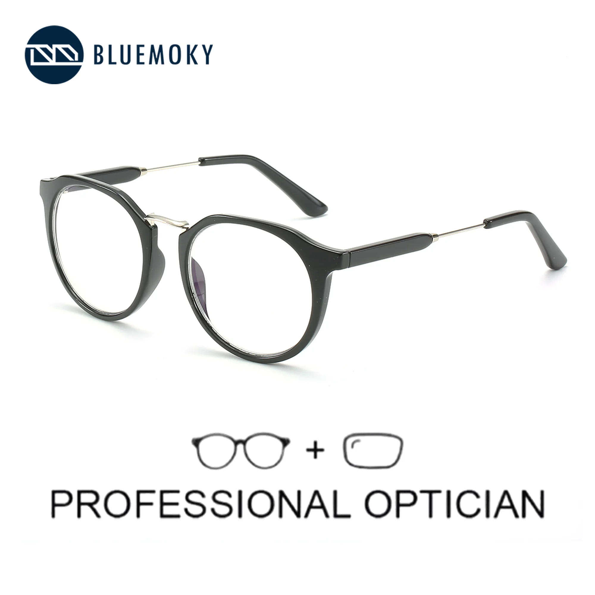 

BLUEMOKY Retro Round Progressive Prescription Glasses for Women Myopia Anti Blue Light Optical Eyeglasses