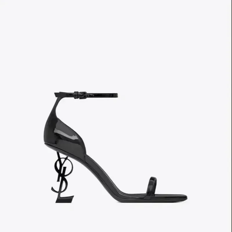 High-heeled Shoes European and American Solid Color One-piece High-heeled Sandals Women's Headband Buckle Banquet Letter image 6