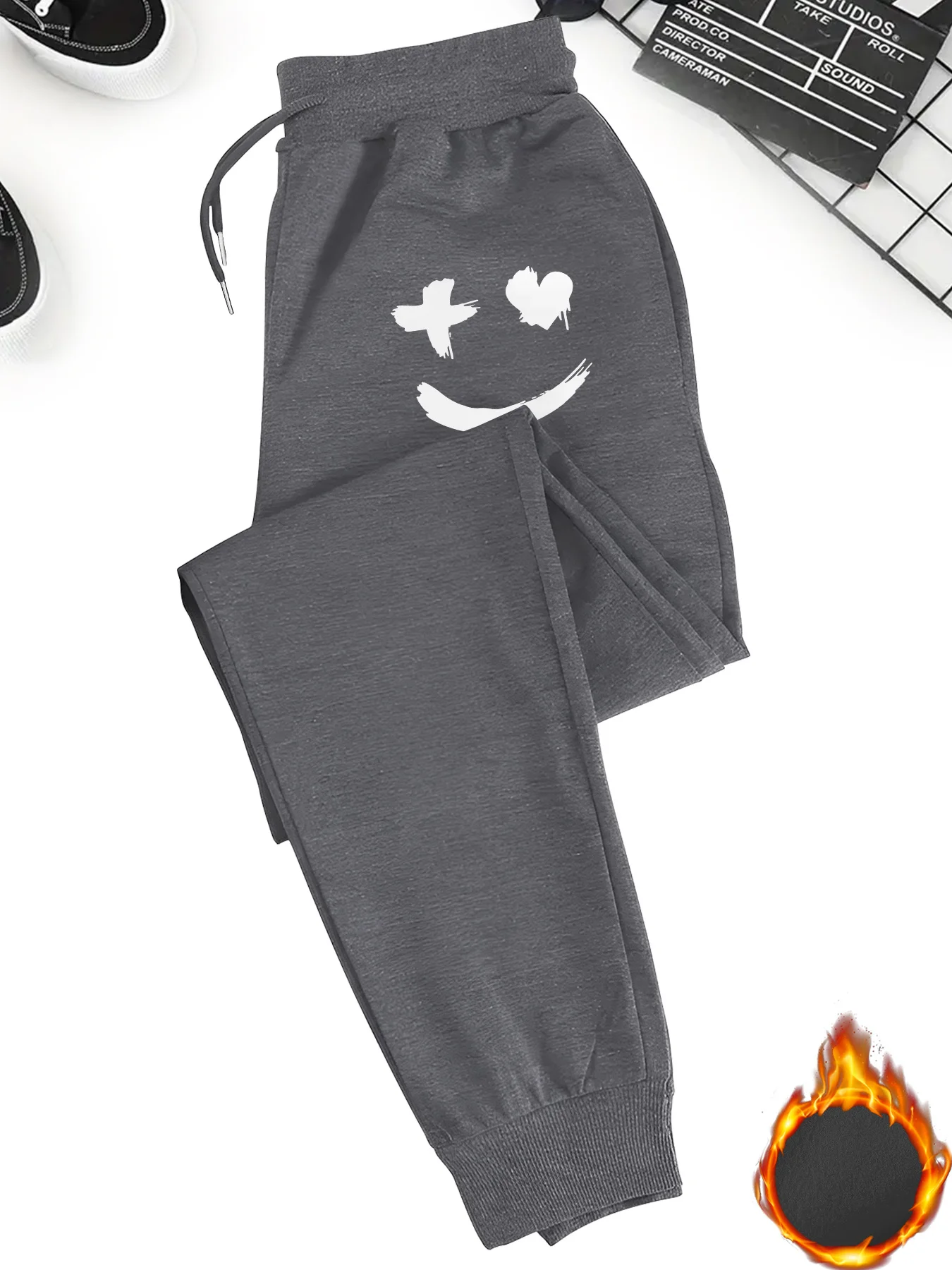 بنطال رياضي كاجوال بطبعة مبتسمة للرجال، بنطال رياضي مريح برباط، مناسب للارتداء الرياضي في الهواء الطلق S-3XL #4