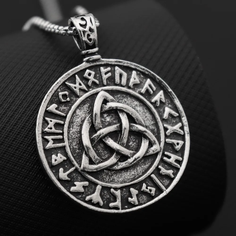 Vintage Viking Rune Celtic Knot Pendant Charm Men's Necklace Christmas Gift Valentine's Day Gift Protector Jewelry Accessories