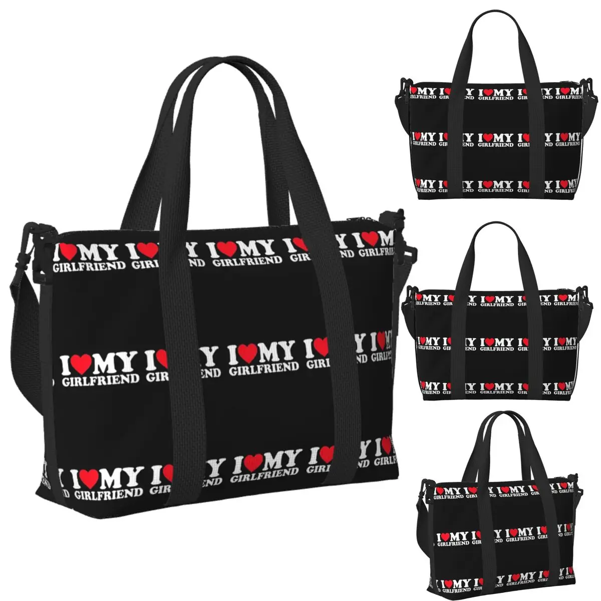 

I Love My Girlfriend I Heart My Girlfriend Beach Travel Bag Large Capacity Tote Bags for Gym Women Shopping Duffle Shoulder Bag