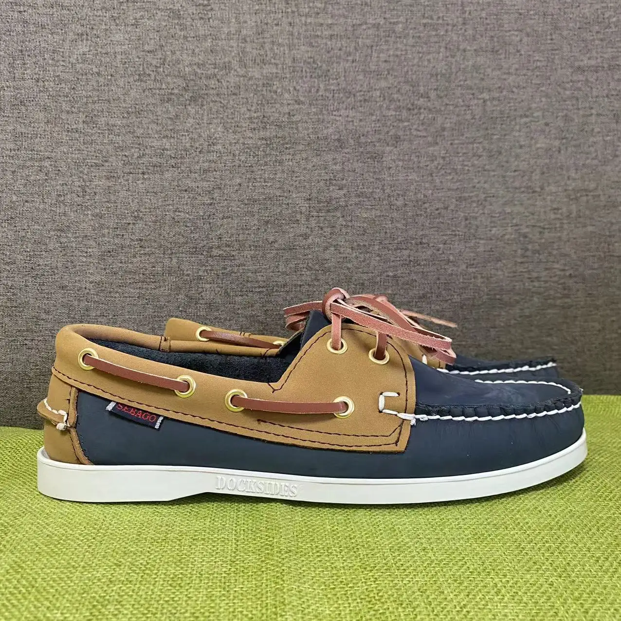 Мужские подлинные туфли Sebago Homme Docksides - женские топсайдеры из натуральной замши премиум-класса с мокрым носком на шнуровке AB183