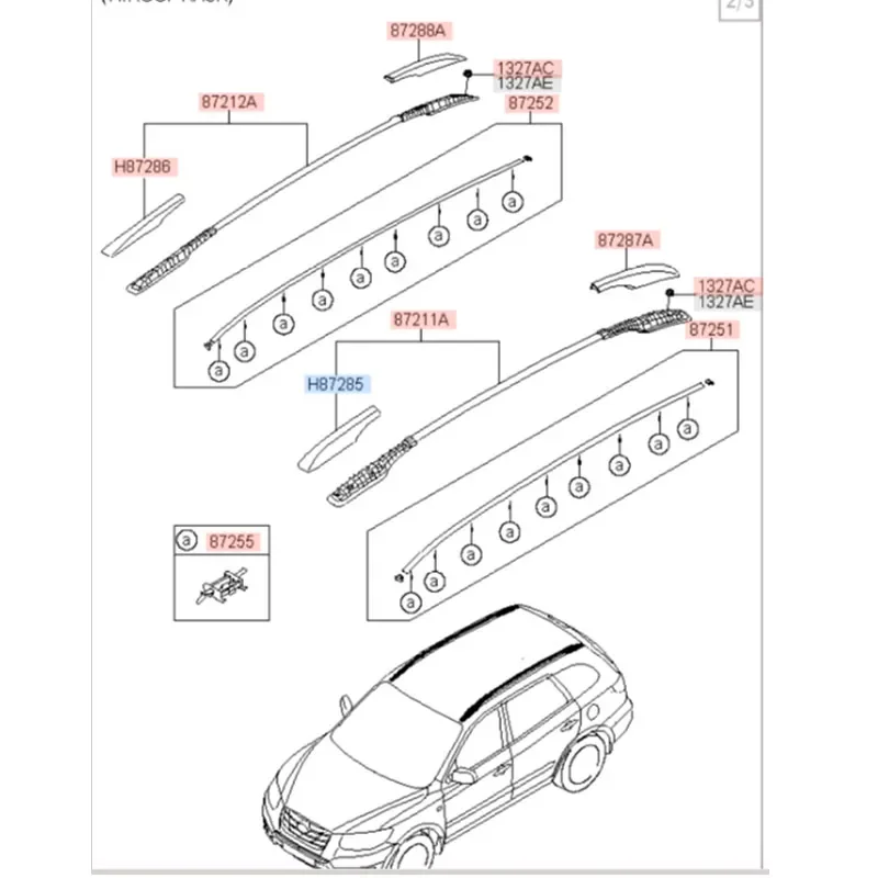 For Hyundai Santa Fe original Luggage rack Roof rack lid Front and rear decorative cover for roof frame 872512B500 872522B500