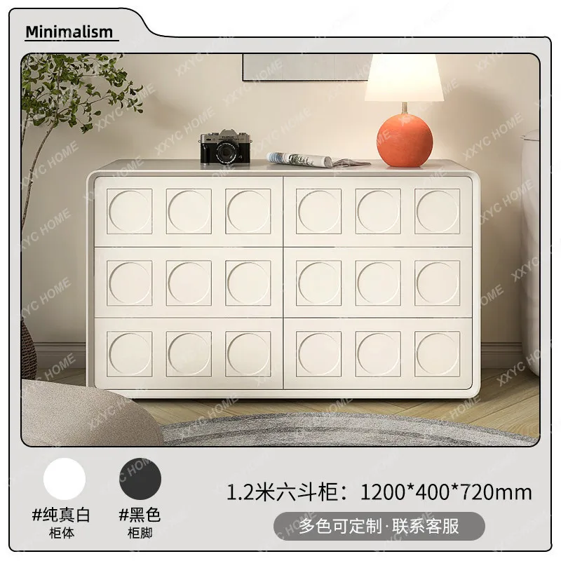 AA all solid wood six-chest cabinet baking paint medieval cream style living room wall drawer cabinet