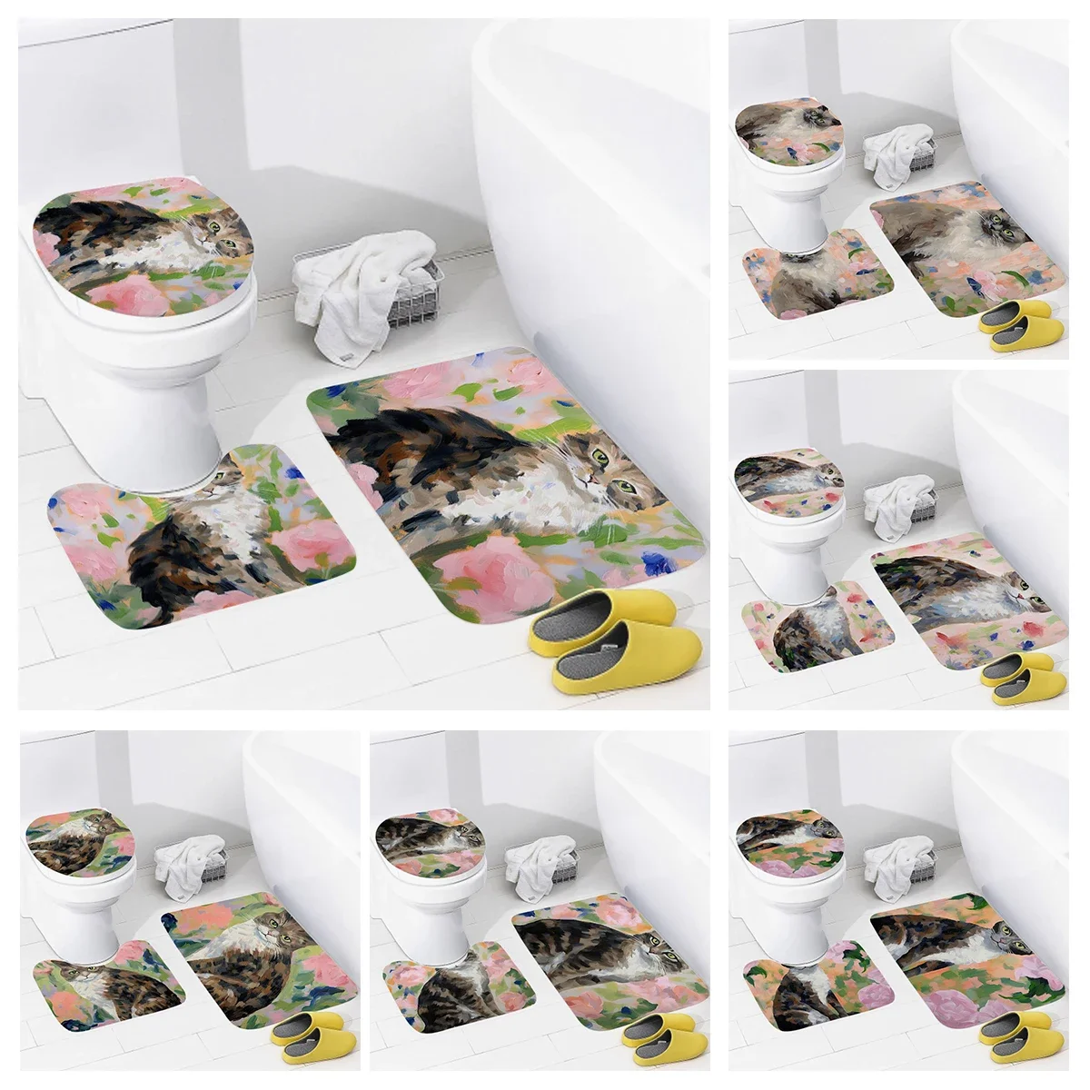 Floor Mats for Home Bathroom, Estilo animal, Tapete de banho, Acessórios modernos, Tapete Anime, Tapete de vaso sanitário, Tapete antiderrapante para banheira, aaaa