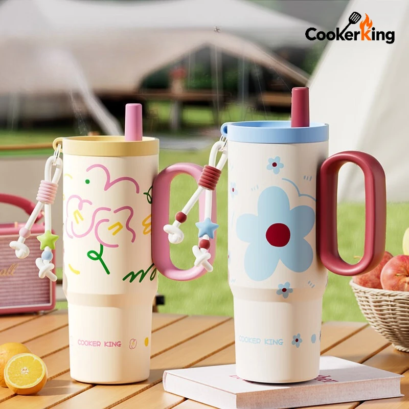 COOKER KING 720ML Large Capacity Straw Insulated Cup 316 Stainless Steel+PP Household Long-lasting Insulated Waterbottle Camping