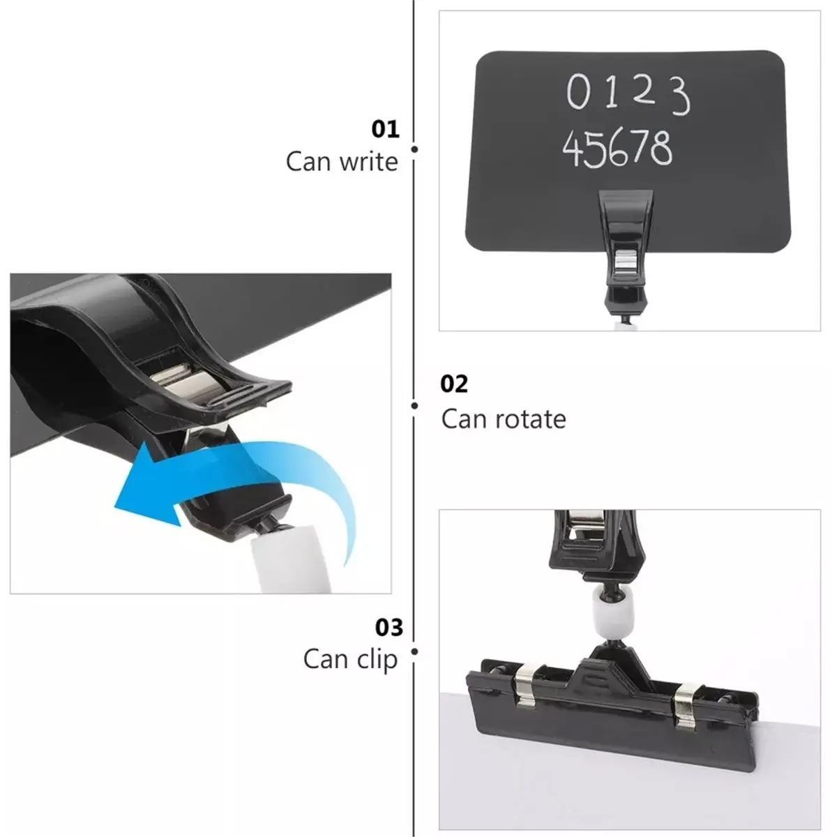 8Pcs Detachable Label Clip Waterproof Mini Chalkboard Signs Sale for Retail Store Label Discount Signage Stand Black