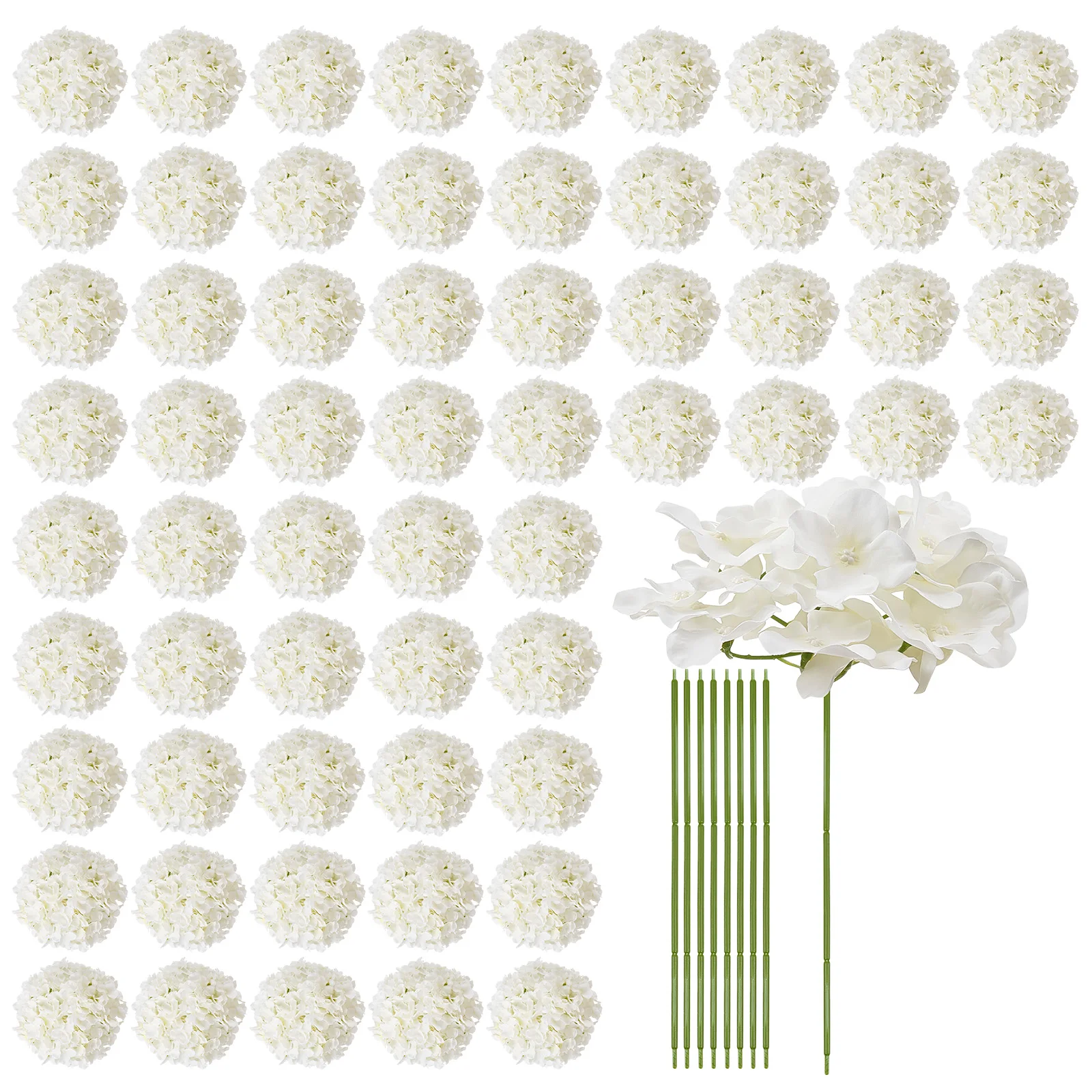 VEVOR Artificial Flowers Real Looking White Silk Fake Hydrangea Bulk White Faux Bridal Shower with Stem for DIY Wedding Bouquets