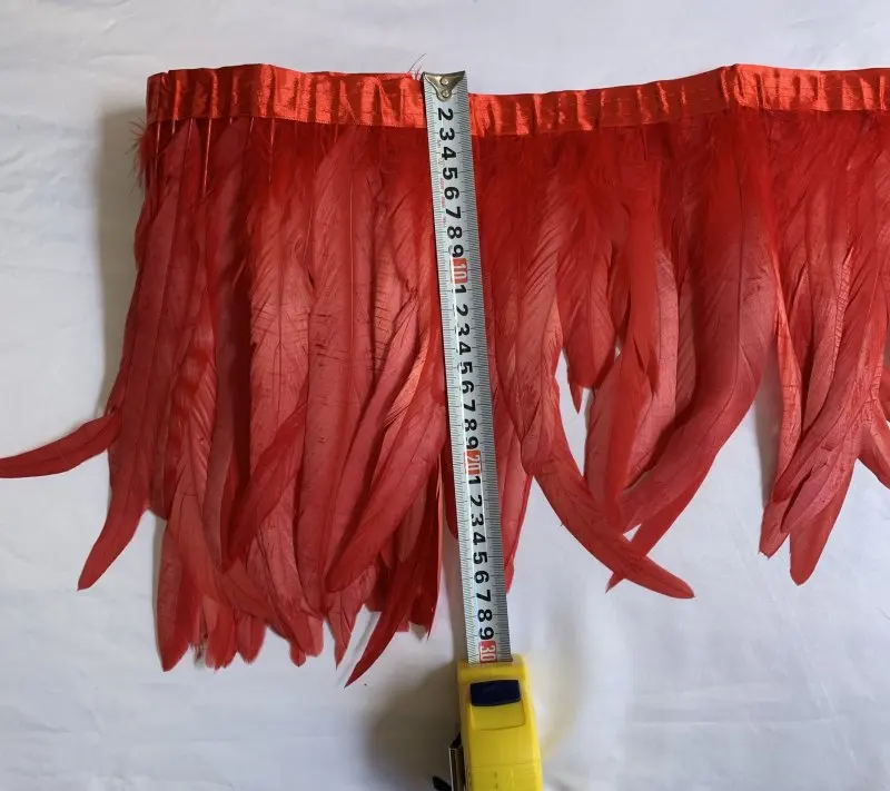 Wholesale 10-12inch Rooster Tail Feathers Trims 10Meters Navy Black Red Dress DIY Accessories For Crafts Ribbon Plume 25-30cm