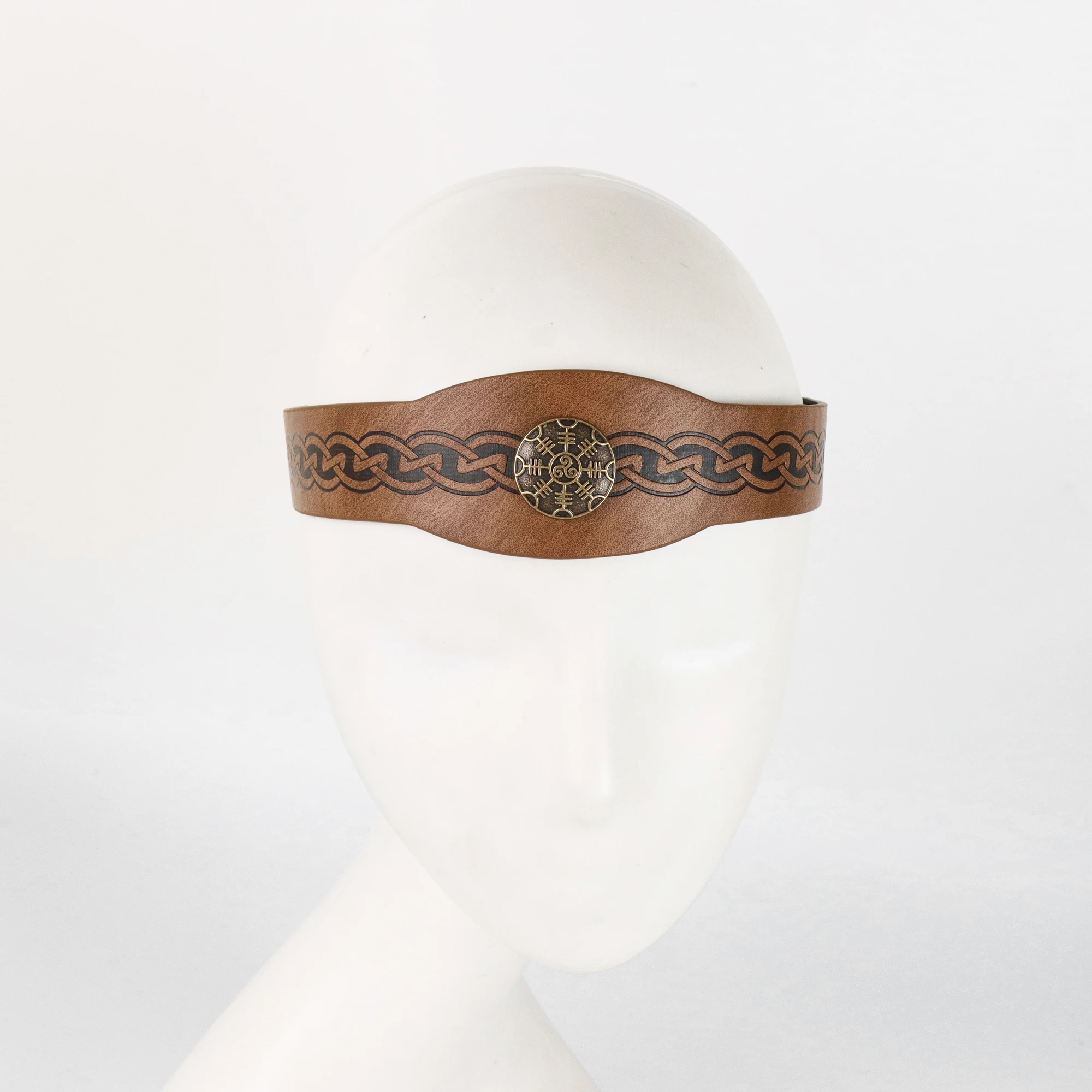 Retro Viking PU Leather Adjustable Headband Halloween Cosplay Medieval Knight Headwear for Club Stage Performance Accessories image 4