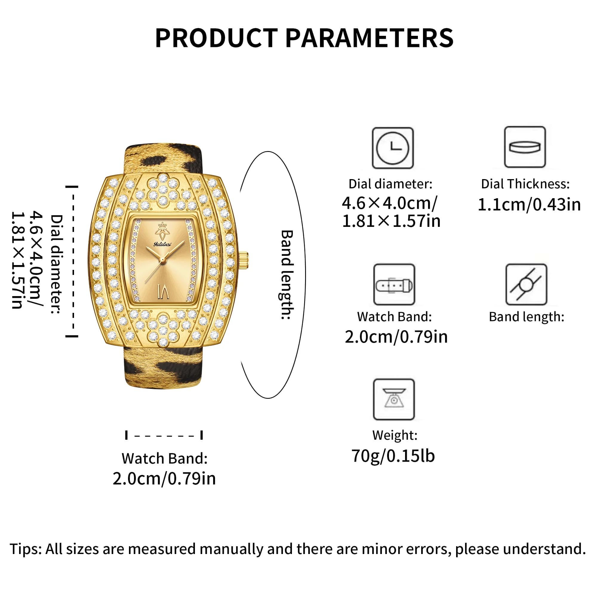 YaLaLuSi Fashionable Ladies’ Diamond-Set Barrel-Shaped Large-Dial Adjustable Bracelet Watch – a Gift Clock Reloj