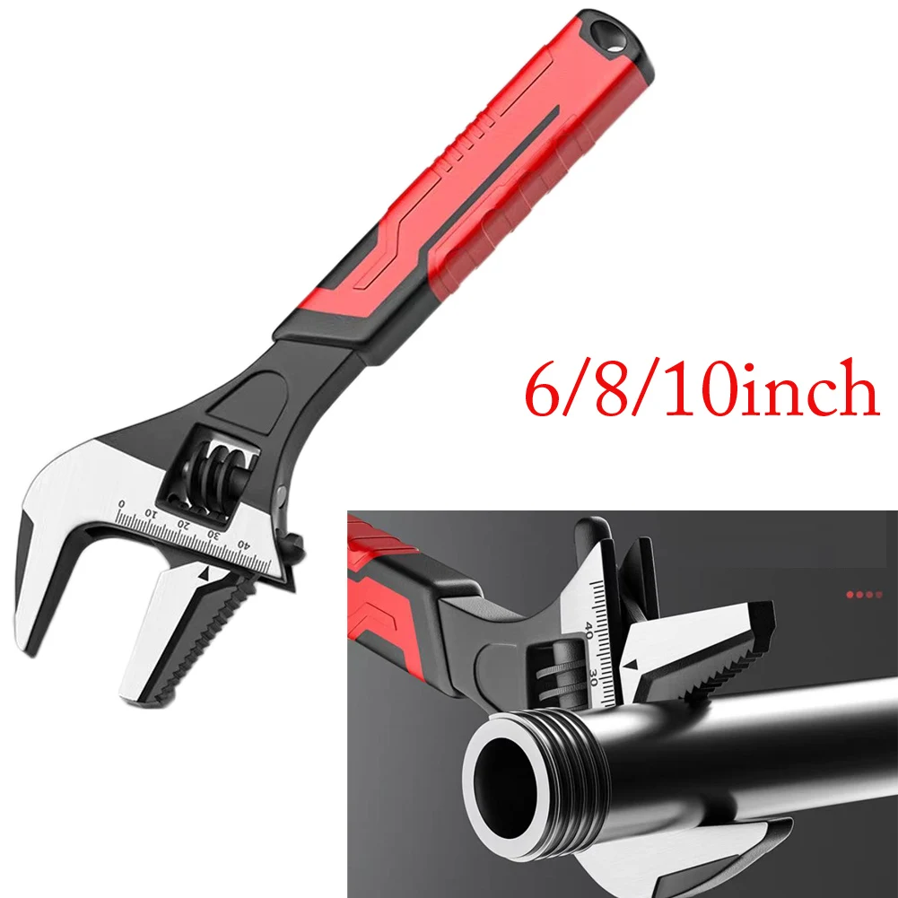 

6 Inch Adjustable Wrench For Plumbing Pipe Fixture Disassembly Heavy Duty Chrome Vanadium Steel Hand Tool
