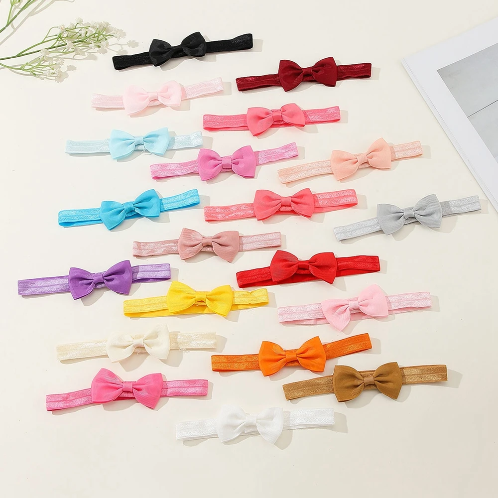 

20pcs/lot Cute Ribbon Bows Baby Girls Headband Elastic Handmade Kids Hairbands Boutique Hair Accessories Photo Props Gift Sets