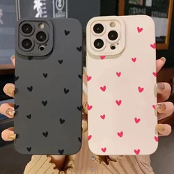 เคสโทรศัพท์ลายหัวใจสีดำสำหรับ iPhone 16 14 15 13 12 11 PRO MAX XR XS 7 8 15 16 plus SE 2020เคสนิ่มซิลิโคนกันกระแทก