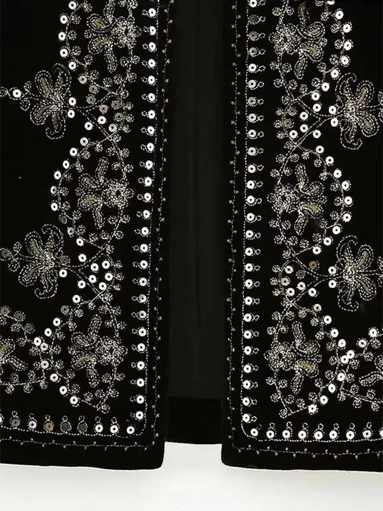 TRZA Women Fashion With Sequin Floral Embroidery Crop Waistcoat Vintage O Neck Sleeveless Female Outerwear Chic Vest Tops image 4