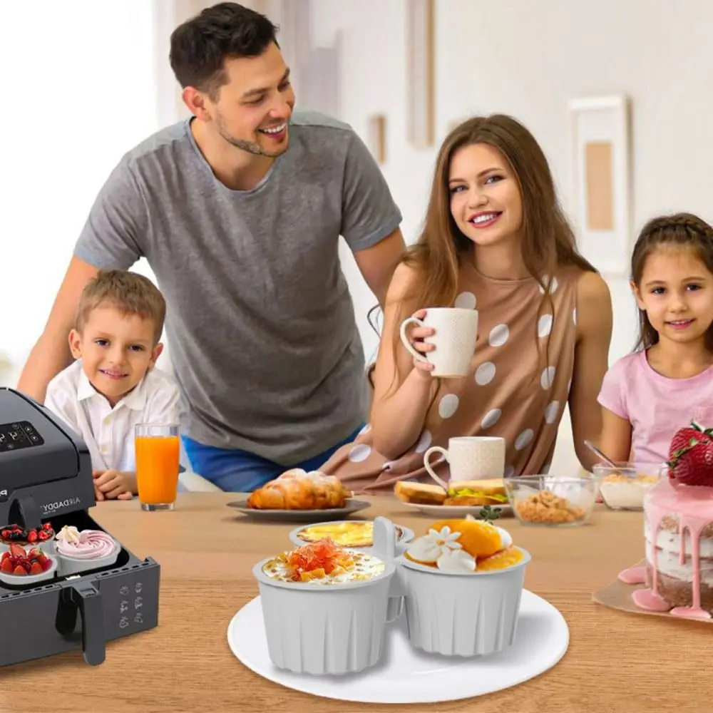 

Easy To Clean 3 Grids Air Fryer Baking Cup Silicone Reusable Air Fryer Egg Mold DIY Non-Stick Cupcake Mold Breakfast