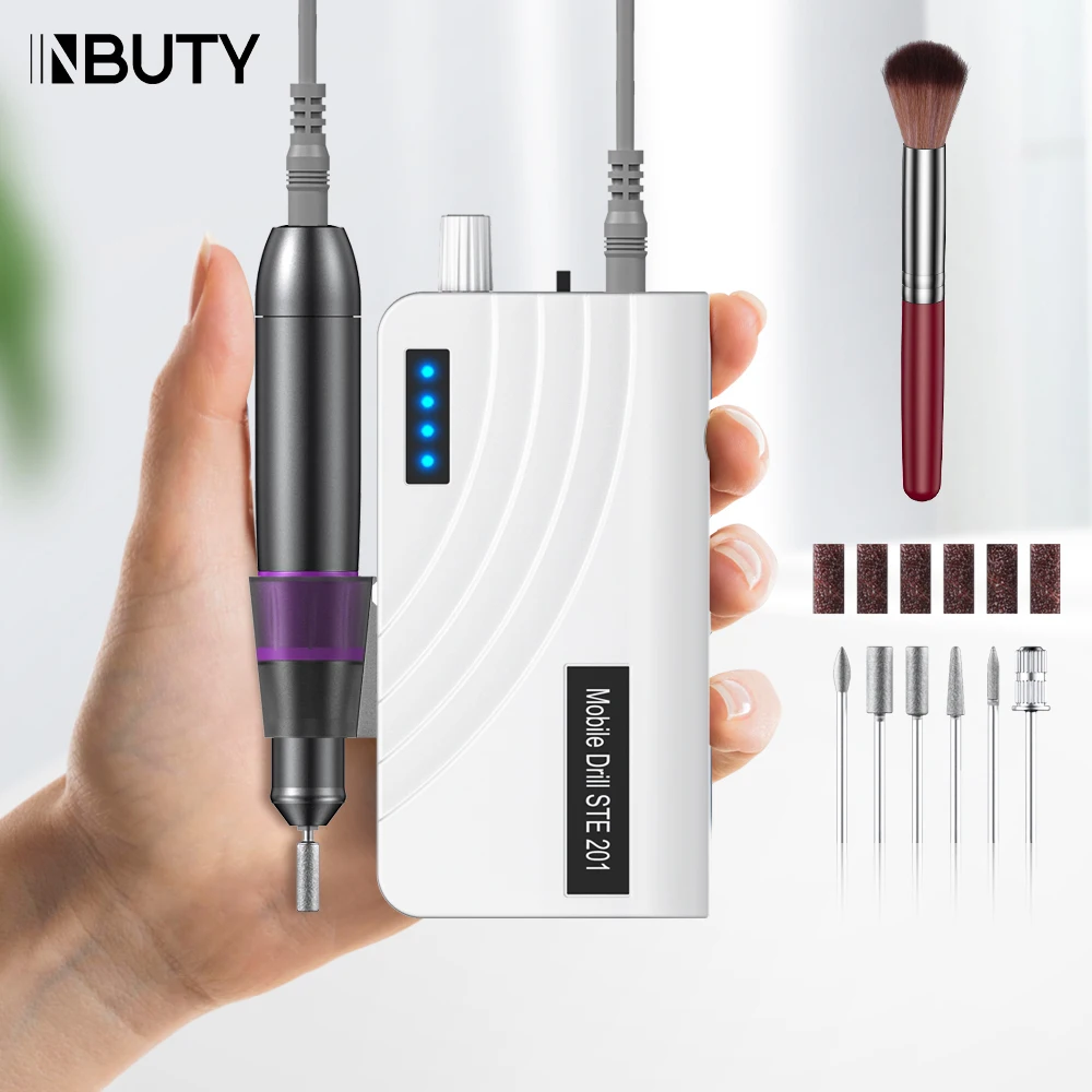 

INBUTY Professional Rechargeable 35000 RPM Nail Drill Machine Portable Efile Manicure Pedicure Set Acrylic Gel Nail Grinder Tool