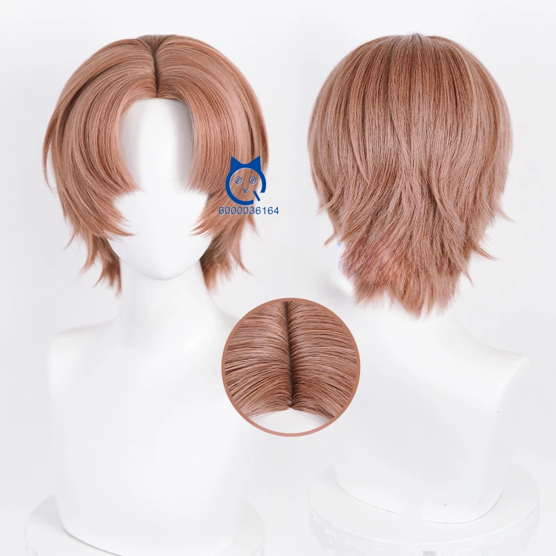 Light and Night Anime Game Jesse Cosplay Pink Orange Short Straight Wig Heat Resistant Synthetic Fluffy Hair for Party Comic Con