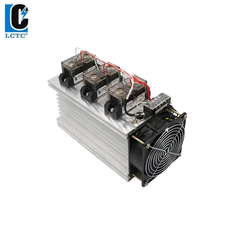 مجموعة مرحل الحالة الصلبة المصغرة 60 أمبير تيار مستمر إلى تيار متردد ثلاث مراحل تحميل اتصال عالي الطاقة محمي مع مروحة بالوعة الحرارة حماية مختومة #6