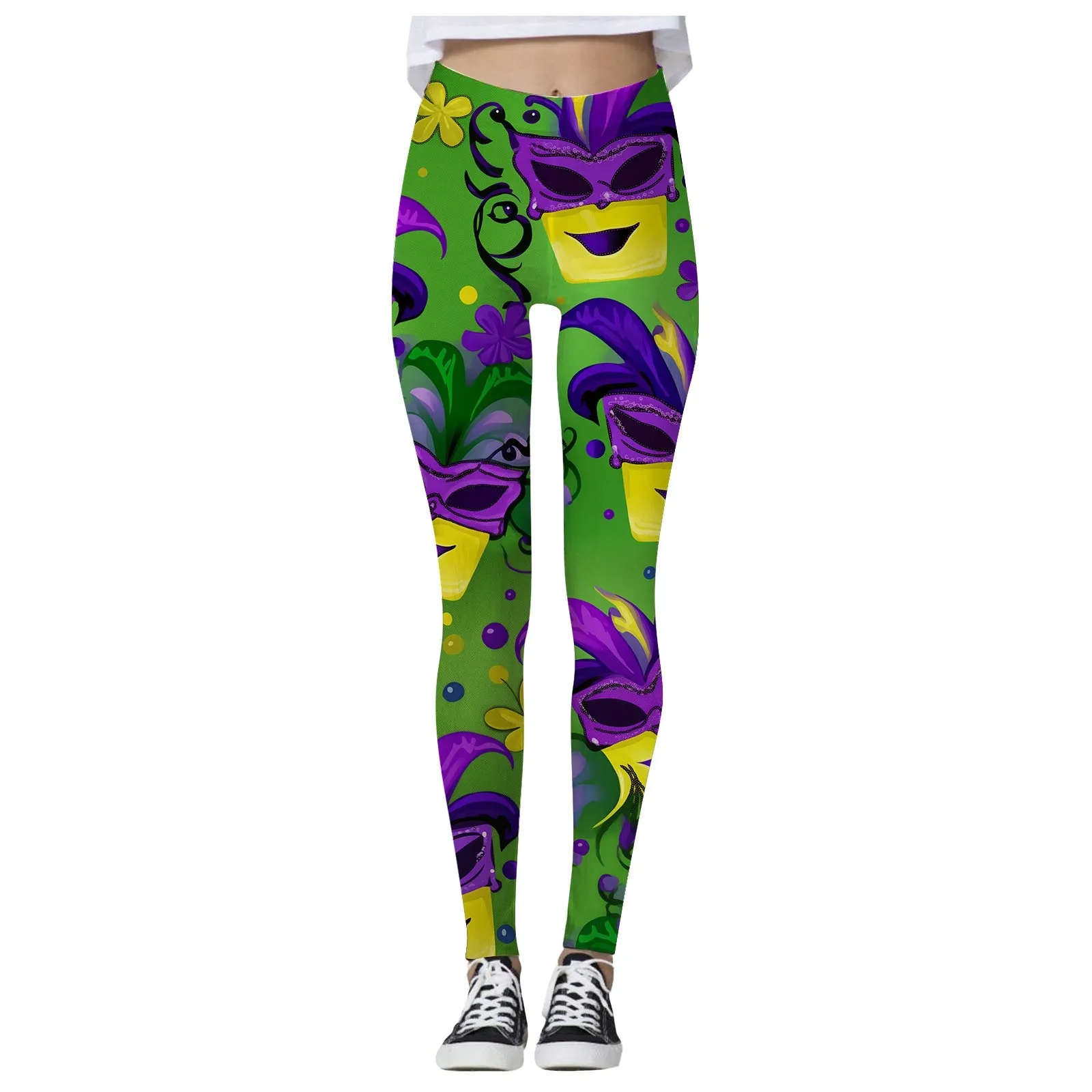 Stretchy Women's Colorful Printing Leggings Elastic Tight Cropped Pant Fashion Print Sports Carnival Womens Leggings