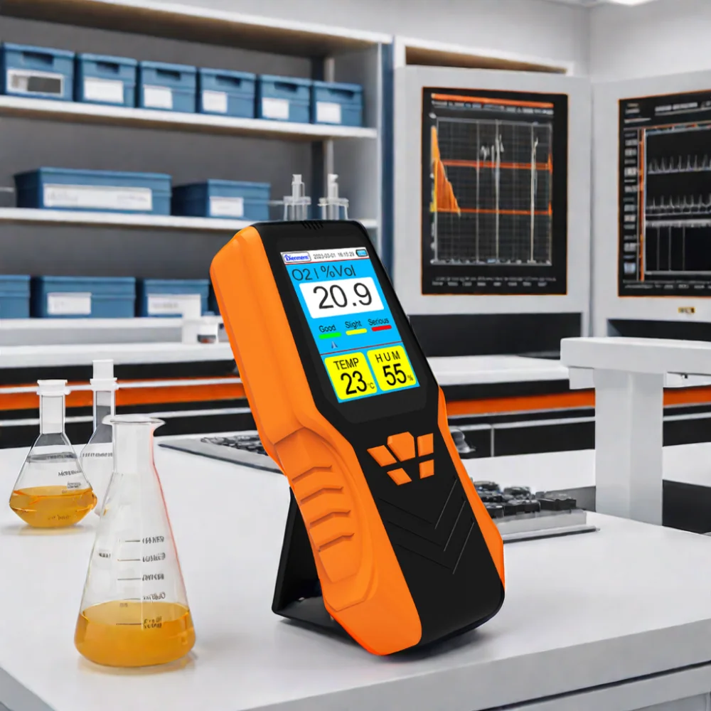 Portable Oxygen Detector Gas Analyzer Air Quality Monitor Tester with LCD Display Sound Alarm for Home Factory Confined Space