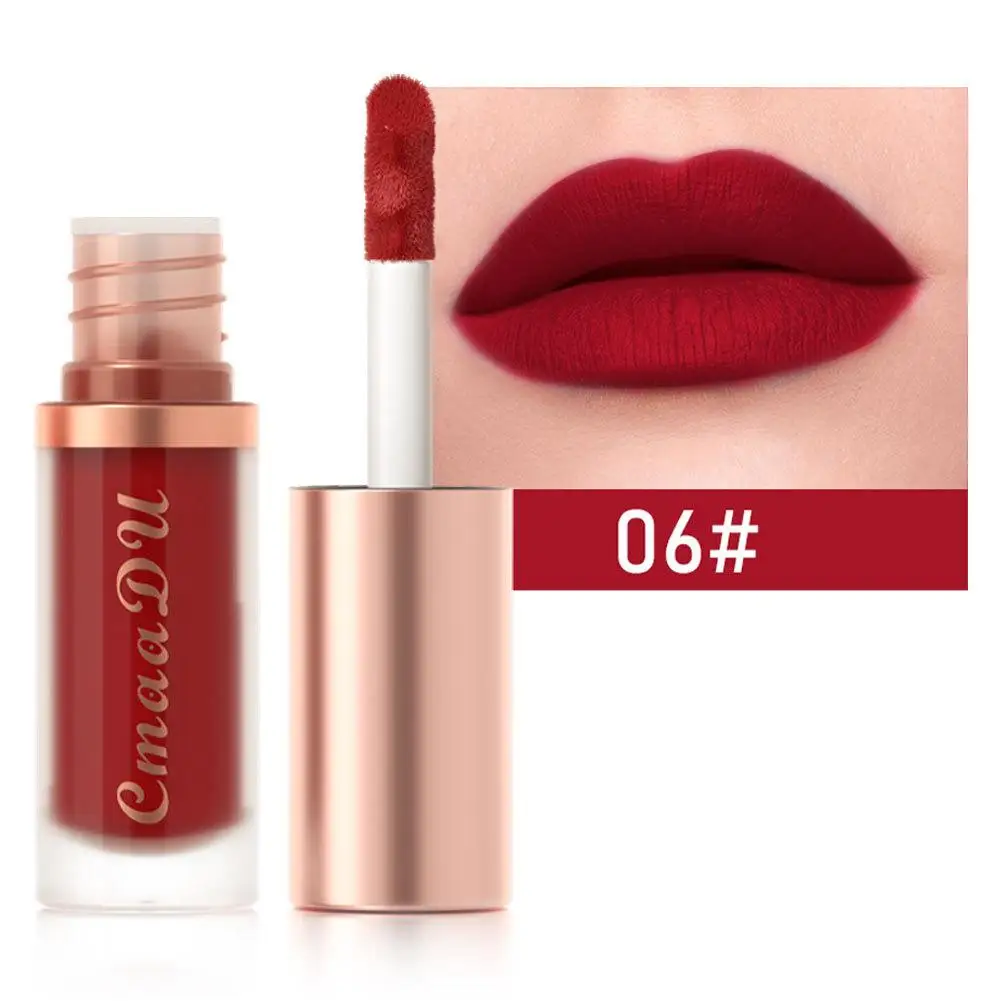 Impermeável Matte Velvet Lip Glaze, hidratante, maquiagem fácil, longo, não brilho, Cup Lasting, desvanece-se Lipstick, antiaderente, A5E4, 1pc