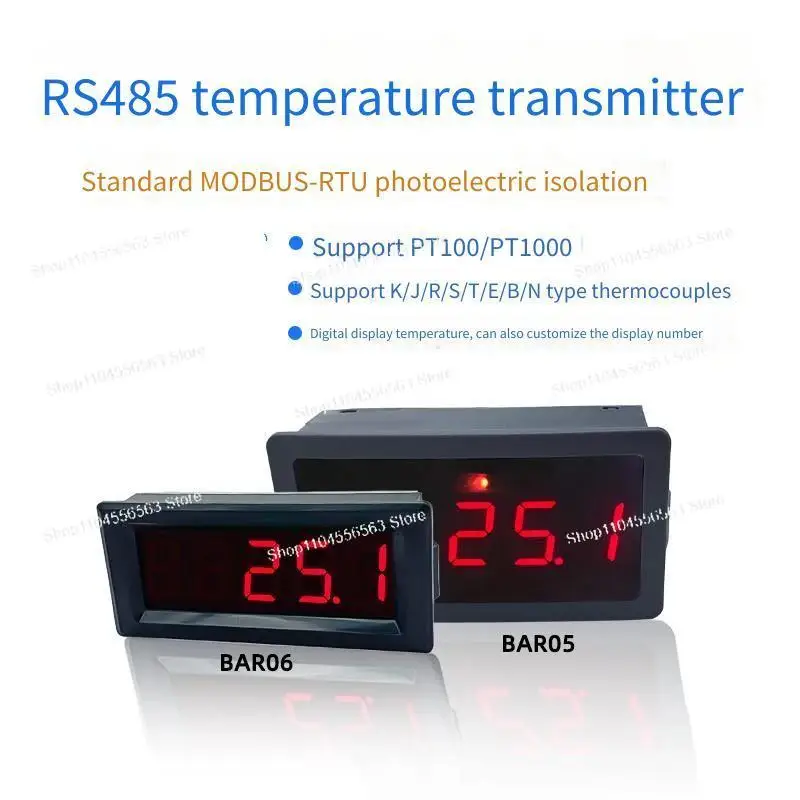 اختبار درجة الحرارة الرقمي BAR05/06 RS485 - جهاز إرسال PT100 وتوافق المزدوج الحراري K مع شاشة عرض تسلسلية أنبوبية رقمية 5 بت #1