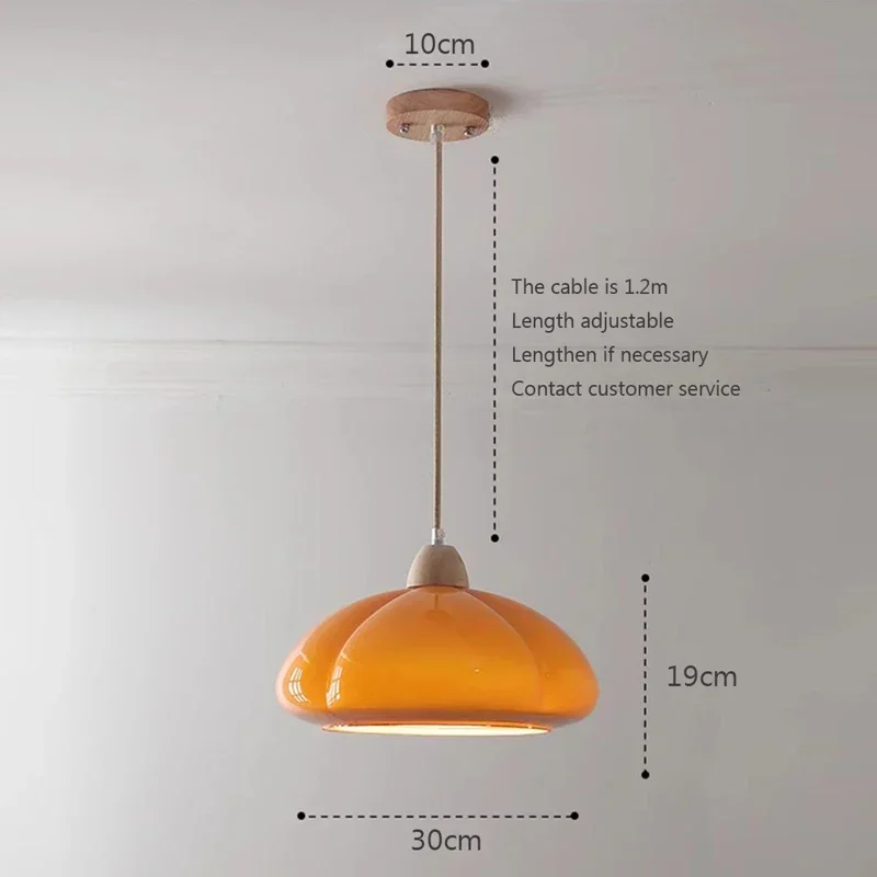 Imagem -03 - Pumpkin Pendant Light Glass para Crianças Estilo Creme Retro High-end Fofo Cozinha Quarto Sala de Jantar Crianças Decoração do Lar Fofo Menino Menina