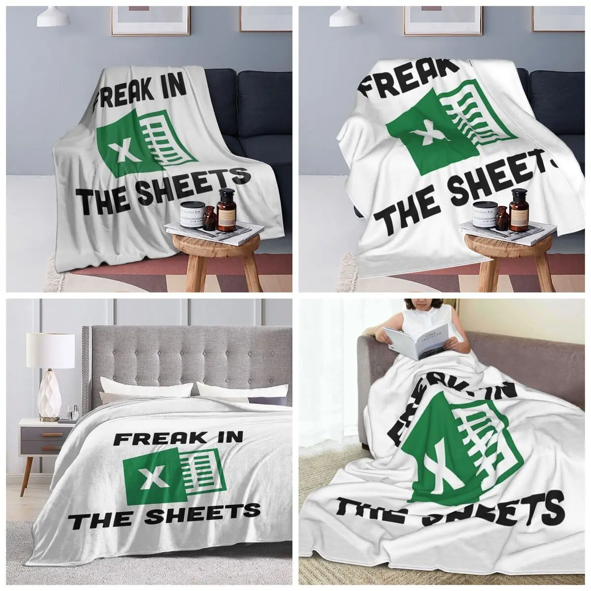 Freak In The Sheets Funny Spreadsheet Excel Blankets Soft Warm Flannel Throw Blanket Plush for Bed Travel Home Couch