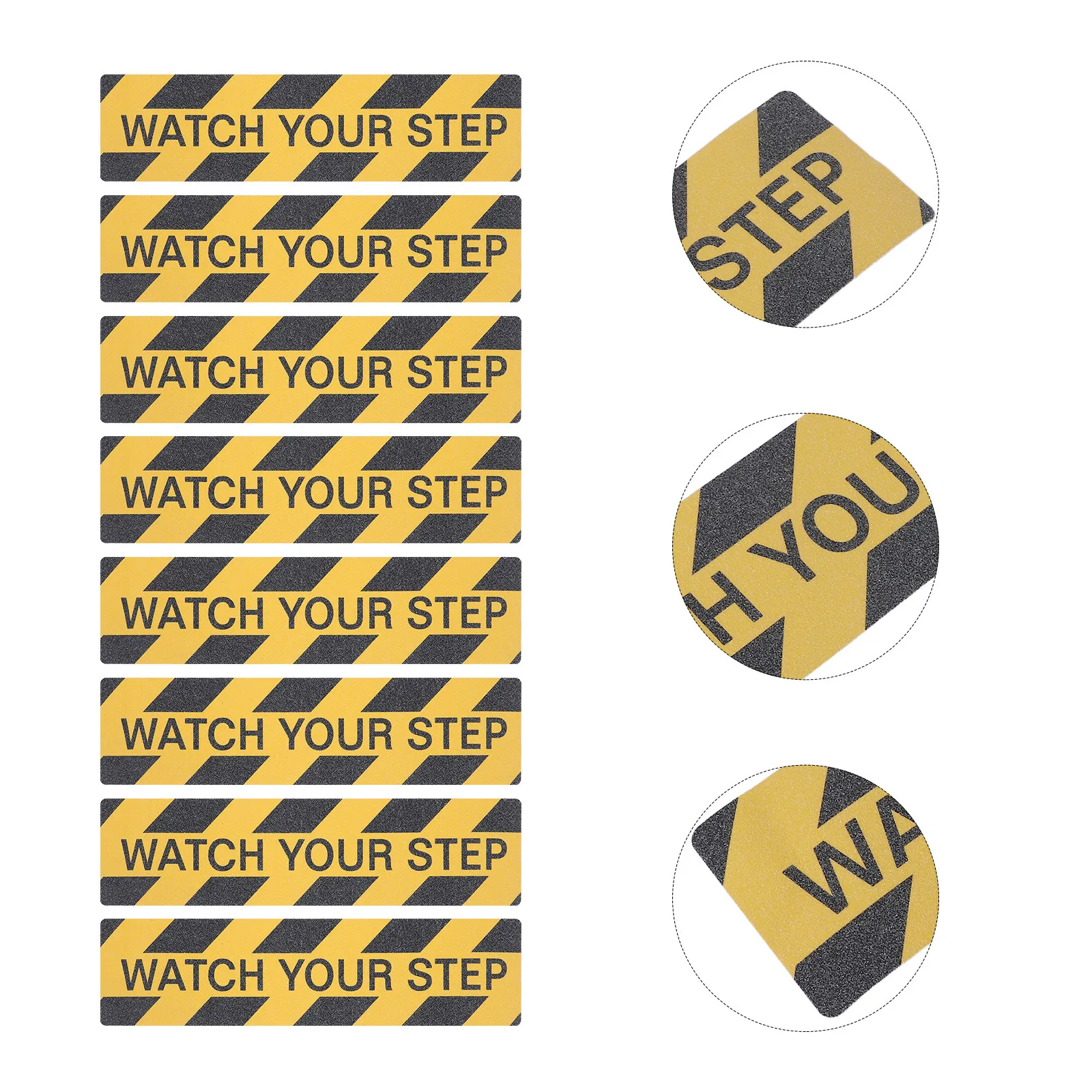 Anti Slip Stair Tape 8Pcs Yellow Black Self Adhesive Safety Warning Stickers for Steps Floors Hazard Marking