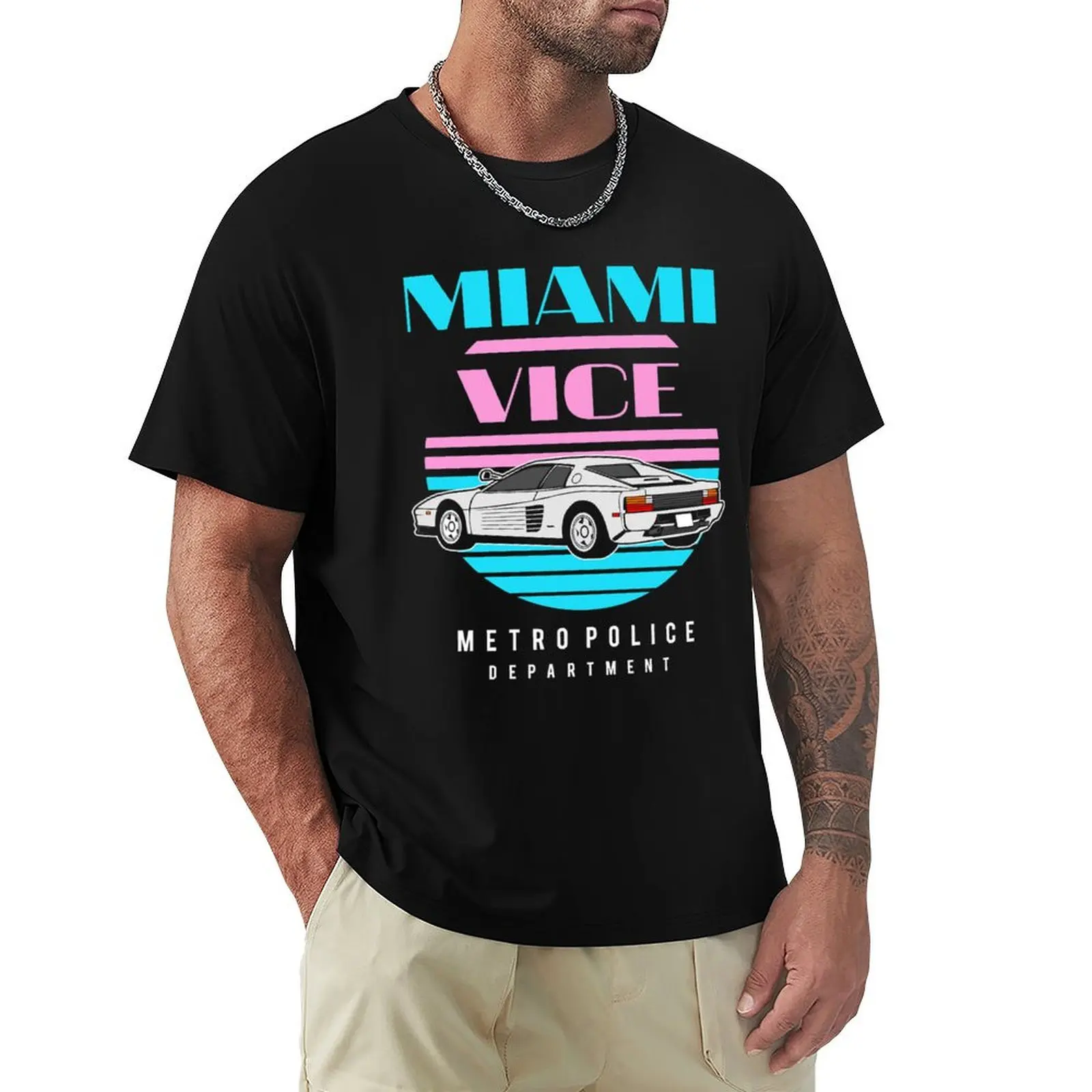 

Miami Vice Basketball - White T-Shirt plus size tops Luxury man oversize t-shirts man quick-drying Men's t shirts