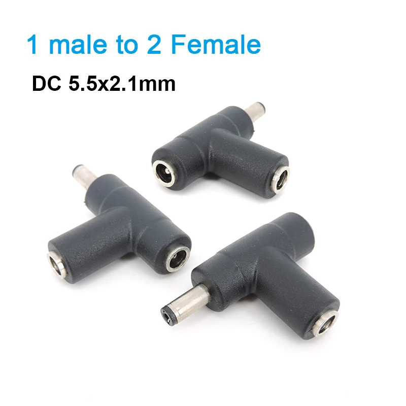 3way DC Power Adapter 5.5X2.1MM 1 male to 2 Female to Male jack plug 5.5x2.1 connector splitter 5521 Jack cable converter W28