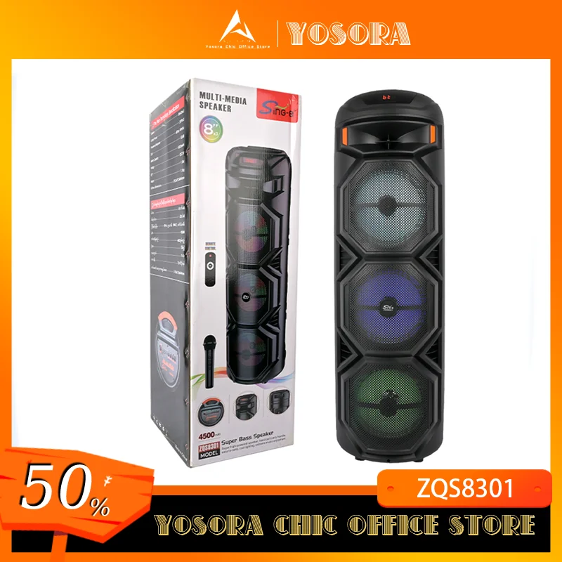 Sing-e ZQS8301 Sound Box Speaker Bluetooth Wireless Microphone Camping 40W Custom Radio Speaker subwoofer Outdoor Party DJ Gifts